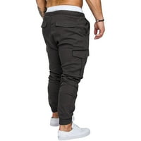IOPQO muške teretne hlače Muške modne casual čvrste boje Multi džepni kombinezon Casual Hlače pantalone