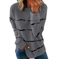 Yanhoo Fall Crewneck Duksevi za žene Stripes Ispis pulover s dugim rukavima Dame Ležerne prilike labave