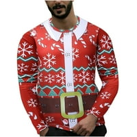 Zunfeo Muške i velike muške majice Ležerne prilike Slim Fit Comfy Božićni grafički vrhovi Moderan pulover