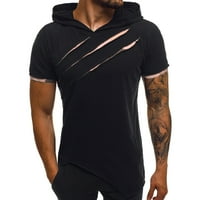 Crne majice za kompresiju za muškarce Muški ljetni casual patchwork tanka majica s kapuljačom kratkih