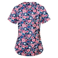 Leylayray bluza za žene Ženska modna radna odjeća s kratkim rukavima s džepovima s tiskanim vrhovima