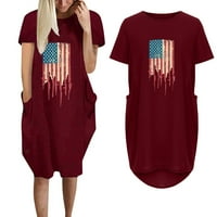 FEGLS Ljetne haljine za žene, 4. jula haljina za žene, ženske haljine Američka zastava Ispis haljina