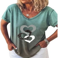 Ženski zaljubljeni grafički tees kratki rukav v bluza za bluze za vrat srca tiskane majice Tuničke vrhove