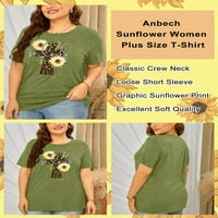 Majice sa suncokretom ANBECH Plus za žene Grafički leopard, tako da je voljena suncokretov print, majica