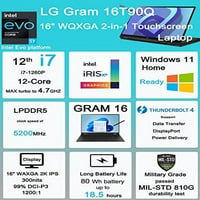 Gram 16T90Q 16 WQXGA 2-u-inclointscreen, poslovni laptop, Thunderbolt 4, ist kabel, Windows Home