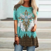Ženski vintage kratki rukav na vrhu vrata Ležerne prilike labave tuničke bluze majice Ljetne duge težene