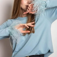 Koaiezne vrhovi za žene Trendy Women Modni casual top sa okruglim majicom za perje za perje