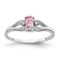 14k bijelo zlato 5x ovalni ružičasti turmalin pravi dijamantni prsten