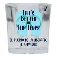 El Puerto de la Libertad El Salvador Suvenir Square Shot Glass Flip Flop Design 4-pakovanje