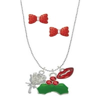 Delight nakit silvertni antikverni ružni božićni poljubac šarm ogrlice i naušnice