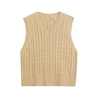 Cuhas Cardigan džemperi za ženske ležerne V-izrez Pulover košulje Colosion Boja rukava bez rukava prsluk