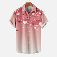 Muški ležerni ljetni kratki rukav za Valentinovo za košulju za kratki rukav dolje Ispis gumb za gumb