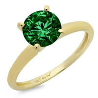 1.5ct okrugli rez dragocjeni dragi zeleni simulirani emerald pravi 18k žuto zlato robotski laserski
