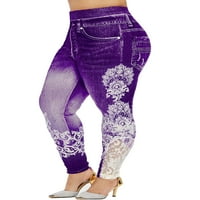 Seksi plesne gamaše za žene tiskane traper prevelike hlače lažne traperice plus veličine Hlače za vježbu