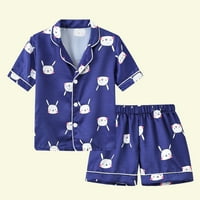 Ausyst Baby Pajamas Toddler Baby Kids Boys Girls Crtani cvijet Print Silk Satin Početna Nosite odjeću