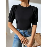 Ženski bluza Bluza Ženska plus kratkih rukava Slobodne majice od majica s kratkim rukavima na vrhu crne