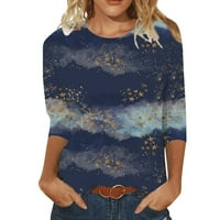 Majice za žene od rukavske posade Cvjetni ispis Petal tiskane košulje TOP Casual Labave Comfy majice