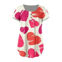 Ženske žene Ljetne tuničke vrhove grafički otisci V-izrez bluze s kratkim rukavima na modnoj majici