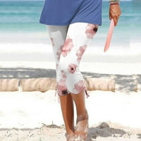 Žene Casual Capris Yoga hlače plus veličina cvjetni print za print Elastični struk ravno gamaše Ljetne