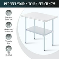 Wilprep NSF certificirani kuhinjski stol od nehrđajućeg čelika 36x24in s podesivom policom za kućni