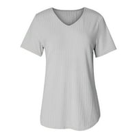 Ženske bluze za žene modni V izrez T majice valjani kratki rukav Split ljetni vrhovi Dressy casual