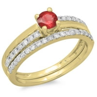 DazzlingRock kolekcija 14k okrugli rubin i bijeli dijamantski ženski zaručni prsten za angažman, žuto