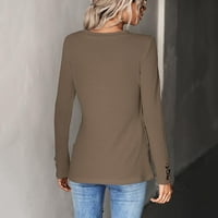 Lagani pulover za žene slatka grafička topla odjeća dnevna labava bluza s dugim rukavima gumb gumb khaki