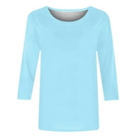 Ženska majica rukav, Crew Crt Crt Ležerne prilike Solid Color Basic LOGHTHET Comfy bluza Proljeće Ljeto