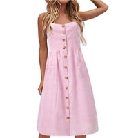 Pedort Women haljine Ljetna haljina Line Swing Haljine Slatka vrata Flowy Haljina Pink, XL