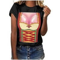 Žene Oktoberfest T-majice Prvo dirndl haljina Grafički tees kratki rukav Okrugli vrat Pulover Slim Fit