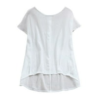 SunhillsGrace majice za ženske dame posteljina čvrsta majica casual obična posada vrata kratkih rukava