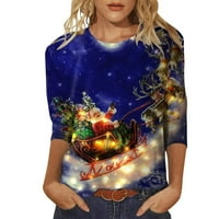 Edvintorg Božićna odjeća za žene i bluze na klirensu moda Slatka ispisana labava majica rukavi bluza