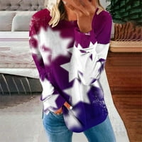 Vremenske majice s dugim rukavima za žene Trendy Gradient Tie-dye Star tiskani pulover vrhovi ležerne