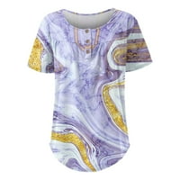 Bluze za žene modni cvjetni ispis Naslijeđeni kratki rukav ležerni majice prsluk prsluk gumb m