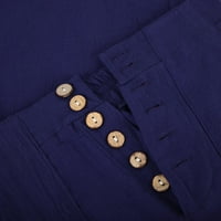Ženske pamučne posteljine obrezane hlače visokog struka Casual Labavi ljetni saloni Capris pantalone
