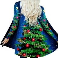 Guvpev ženska modna casual chirstmas ispis srednje dužine kardigan jakna kaput božićne kostime za žene