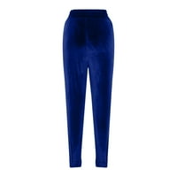 Zkozptok ženske dukseve tople termalne duge hlače povremene hlače od pune boje, plavo, m