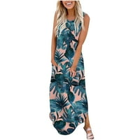 Ženska Boho cvjetna plaža Sundress Ljeto bez rukava Bohemian Maxi haljina casual labava duga haljina