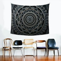 Dekorativni zid viseći boemska mandala tapiserija 60x51in crna