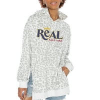 Ženska gameday Couture White Real Salt jezero prevelizirani bočni prorezni pulover hoodie