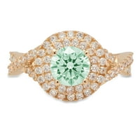 1.3ct okrugli rez zeleni simulirani dijamant 18k žuti zlatni godišnjički angažman halo zvona veličine