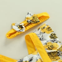 Dojenčad za bebe Ljetna odjeća žuta cvjetna ramper slatka beba bez rukava pamuk pamuk sa kablorom za