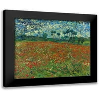 Van Gogh, Vincent crni moderni uokvireni muzej umjetnički print pod nazivom pod nazivom - polje sa poppijevima