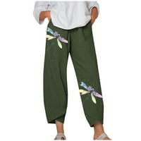 Wavsuf ženske hlače plus veličina s džepovima tiskane vojske zelene hlače veličine s