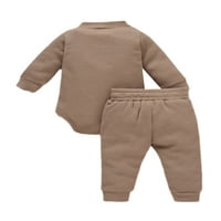 Newborn Baby Fall Outfits dječji elastični struk zaheradak s hlačama tipke za crtanje odijelo smeđe