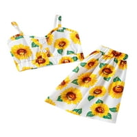 Set odjeće Jaweiw Little Girl, suncokret za printom bez rukava i suknje dvodijelno odijelo za rođendan