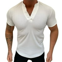 Muška ljetna modna košulja Casual Pamuk i V izrez Jakna s kratkim rukavima TOP bluza Modni vrh