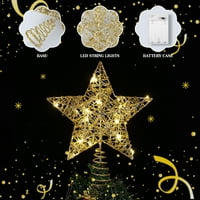 Hemoton Yardwewwe Božićno stablo TOPPER STAR GLITTER IRON WIRE WREEPTOP ZVEZDA SA LEDSKIM STRUČNIM Svjetla