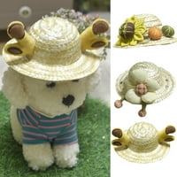 Shulemin Pet Hat, šešir za kućne ljubimce atraktivna fina izrada slama lijepa tkana cvjetna životinja