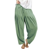 Teretne pantalone za čišćenje žena ispod 20 dolara, ležerne ljetne labavo pamučne posteljine pune plus